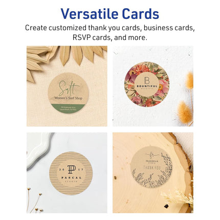 Avery Printable Round Cards, Sure Feed Technology, 4" Diameter, Kraft Brown Cardstock, Print-To-The-Edge, Laser/Inkjet Printable, 150 Total, Great for Business Messaging