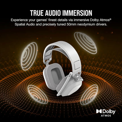 Corsair HS80 MAX WIRELESS Multiplatform Gaming Headset with Bluetooth – Dolby Atmos – Broadcast Quality Microphone – iCUE Compatible – PC, Mac, PS5, PS4, Mobile – White