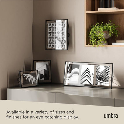 Umbra Prisma Picture Frame, Floating Metal Wall Mount, 8x10, Black