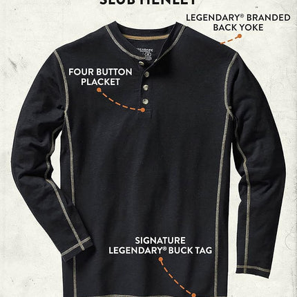 Legendary Whitetails Men's Maverick Slub Henley Shirt, Black, XXXXL