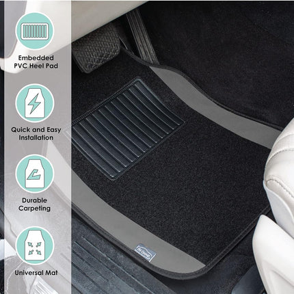 FH Group F14407GRAY Universal Fit Premium Carpet Gray Automotive Floor Mats fits most Cars, SUVs, and Trucks with Driver Heel Pad, Full Set