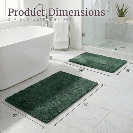 Bedford Home 100 Percent Cotton 2 Piece Reversible Rug Set - Green