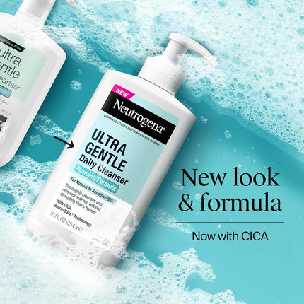 Neutrogena Fragrance Free Ultra Gentle Foaming Daily Cleanser, Hydrating Face Wash for Sensitive Skin, Removes Makeup & Gently Cleanses Without Over Drying, Hypoallergenic, 5.8 fl. oz