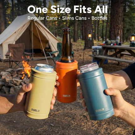 DUALIE 3 in 1 Insulated Can Cooler - Universal Size for 12 oz Cans, Slim Cans, and Bottles - 10+ Colors Available