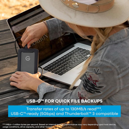 G-DRIVE ArmorATD 5TB, portable rugged external hard drive, HDD up to 130 MB/s, USB-C (5Gbps), USB 3.2 Gen 1, Thunderbolt 3