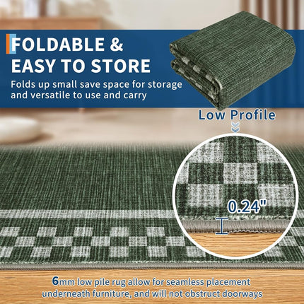 GarveeHome Washable Runner Rug 2x10 Modern Bordered Hallway Runner Rug