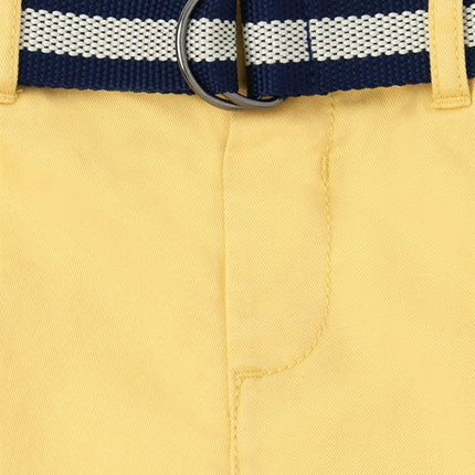 The Children's Place Baby Boys' and Toddler Twill Belted Chino Short, Banana Pudding, 6-9 Months