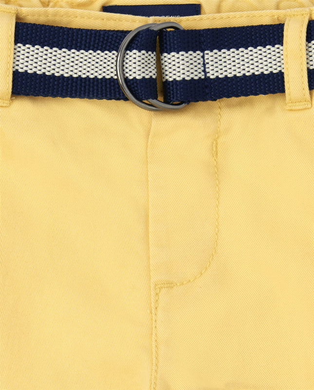 The Children's Place Pantalón corto de sarga con cinturón tipo chino para bebé niño y niño pequeño, Banana Pudding, 2T