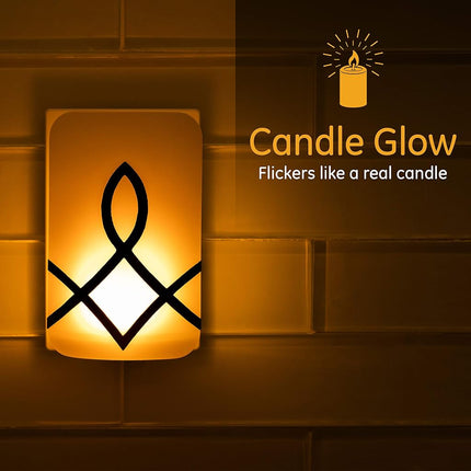 GE 43876 SleepLite Night Plug-in, Candle Glow, Amber Light, Dusk to Dawn Sensor, Sleep Aid, Red, Low Blue LED Promotes Melatonin, for Seniors, Ideal for Bedroom, Nursery, 4387, White