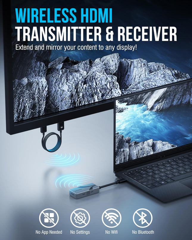 SABRENT Wireless HDMI USB C Transmitter & Receiver Display Adapter