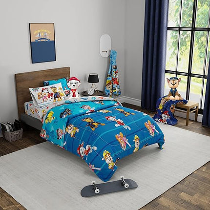 Franco Kids Bedding Super Soft Comforter and Sheet Set with Sham, 5 Piece Twin Size, Paw Patrol Boys