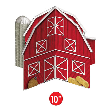 Beistle Red 52194, 3 Piece 3-D Barn Centerpieces, 10", Paper, Multicolored