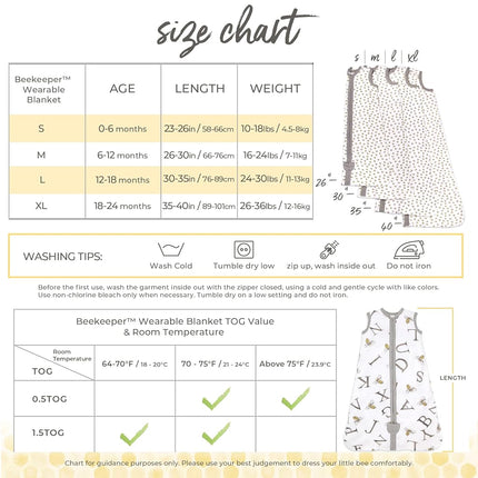Burt's Bees Baby Unisex Beekeeper Wearable Blanket, Organic Cotton - Light Weight or Medium Weight - Newborn Essentials, A Bee C Cloud, Medium