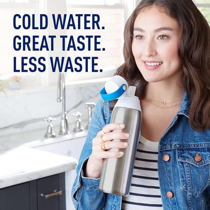 Botella de agua filtrada Brita con aislamiento y pajita, reutilizable, plástico sin BPA, Sea Glass, 768 ml