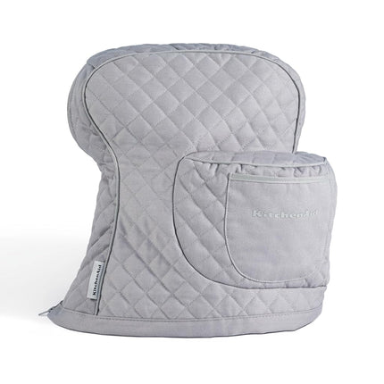 KITCHENAID Fitted Tilt-Head Stand Mixer Cover with Storage Pocket, Quilted 100% Cotton,14.4"x18"x10", Grey