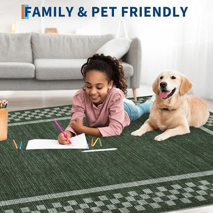 GarveeHome Washable Runner Rug 2x10 Modern Bordered Hallway Runner Rug