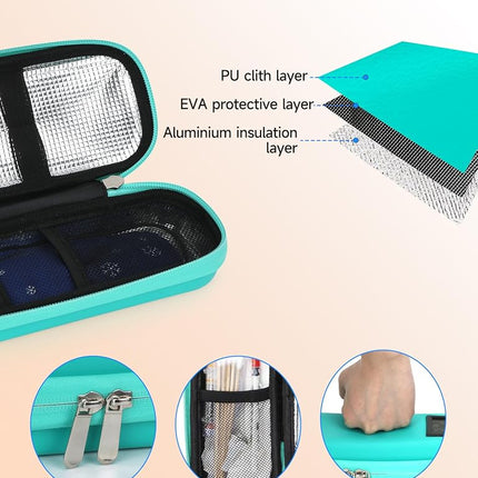 LengKe EVA Insulated Cooler Travel Case for Zepbound Injector Pens, 2 TSA Approved Ice Pack, Real-Time Temperature Display, Medication Cooler for Travel & Daily Use