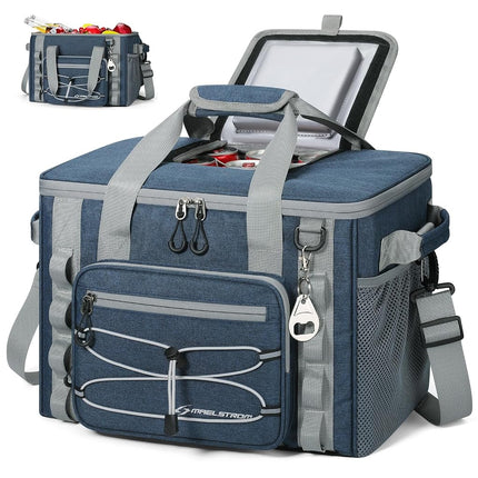 Maelstrom Soft Sided Cooler Bag, 40 Can Collapsible Insulated Ice Chest with Quick Access Flip-Top Lid, Large Leakproof Camping & Travel Cooler for Kayaking & Beach,Blue