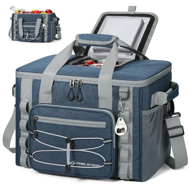 Maelstrom Soft Sided Cooler Bag, 40 Can Collapsible Insulated Ice Chest with Quick Access Flip-Top Lid, Large Leakproof Camping & Travel Cooler for Kayaking & Beach,Blue