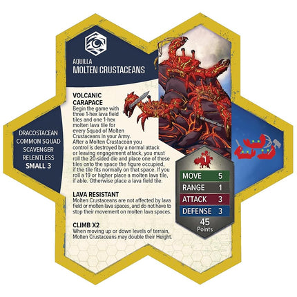 Renegade Game Studios | Heroscape BT Molten Crustaceans & Tanuki Trickster | Miniature Game Army Expansion | 5 Unpainted Figures, Dual Squad Play & Lava Terrain | 2–4 Players | 60–120 Minutes