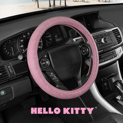 Sanrio Hello Kitty Pink Car Steering Wheel Cover, Universal Fit Cute Car Accessories for Women Styli