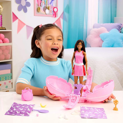 Barbie Team Roll and Reveal Tennis Player Doll and Accessories