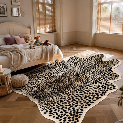 Leopard Print Rug Cheetah Rug 5ft x 7ft Large Faux Cowhide Animal Cheetah Pattern Rug for Bedroom Living Room Home Office