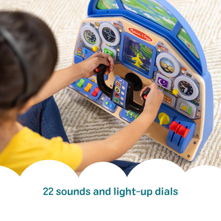 Melissa & Doug Jet Pilot - Tablero de Mando Interactivo | Juguetes de avión de madera para niños, juegos de imitación para niños y niñas | A partir de 3 años - Certificado FSC