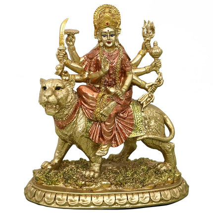 Estatua pequeña de la diosa hindú Durga - Figurita del dios indio Durga sobre tigre, decoración, hinduismo, ídolo de Buda, escultura para casa, oficina, templo, puja, mandir, murti, regalos de Diwali, pooja, altar de meditación de yoga
