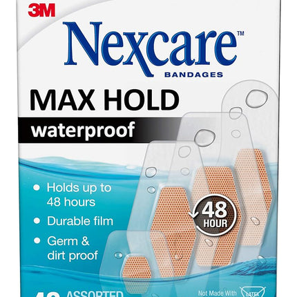 Nexcare Max Hold Waterproof Bandages: Assorted 40 