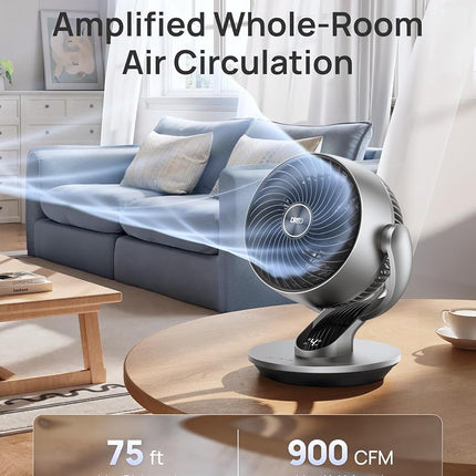 DREO Smart Fan for Bedroom,120� Vertical and 90� Oscillating Fan with Remote/Voice, 13 Inch Height Quiet Air Circulator for Whole Room, 70 ft, 4 Speeds, 5 Modes, 12H Timer, Desk Fans for Home, Office