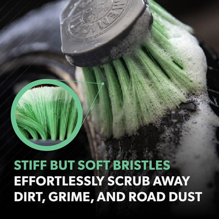Chemical Guys Wheelie All Exterior Surface and Wheel Brush - Soft Bristles for Safe Cleaning of Wheels, Rims, Tires, and Exterior Surfaces on Cars, Trucks, Motorcycles, RVs, and More - Green