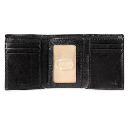 DOCKERS Men's Extra Capacity Slim Profile Trifold Wallet with Multiple Card Slots and ID Window, Black, One size