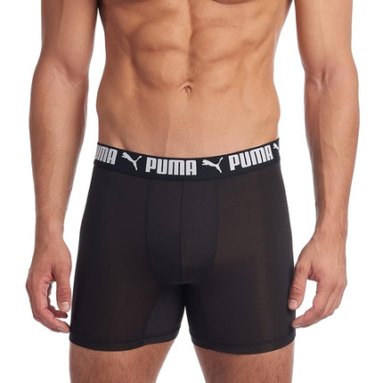 PUMA Men's 3 Pack Athletic Fit Boxer Briefs, Puma Black, S