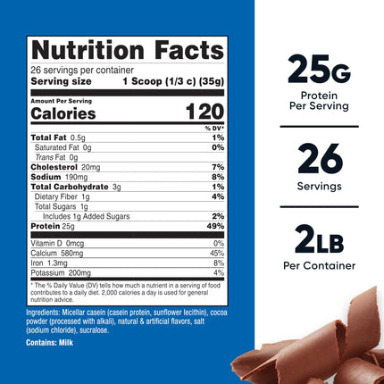 Nutricost Casein Protein Powder 2Lb Chocolate - Micellar Casein, Gluten Free, Non-GMO