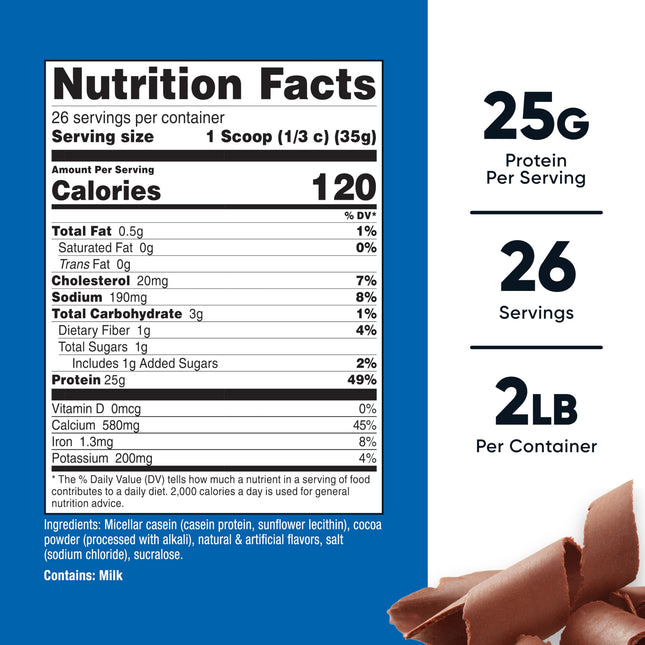 Nutricost Casein Protein Powder 2Lb Chocolate - Micellar Casein, Gluten Free, Non-GMO
