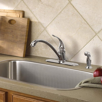 Moen 7082 Torrance Kitchen Faucet with Side Spray and Escutcheon Plate, Chrome