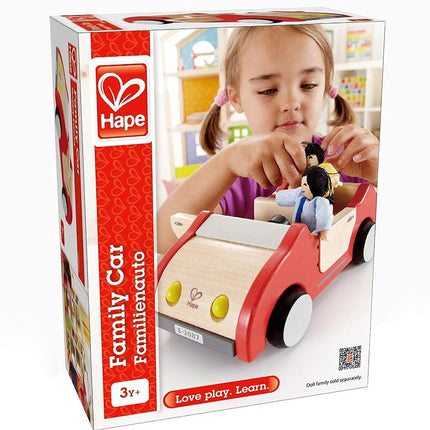 Hape Family Car | Wooden Dolls House Car Toy, Push Vehicle Accessory for Complete Doll House Furniture Set