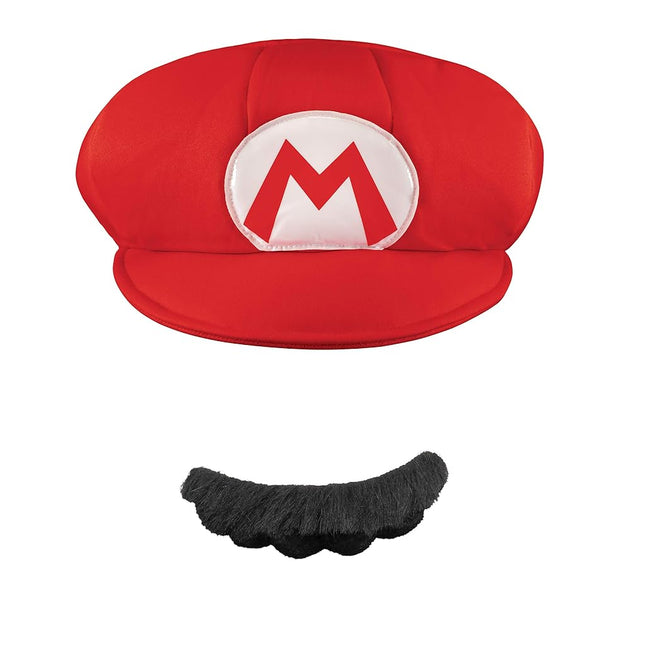 Nintendo Super Mario Adults Red Hat & Moustache Plumber Costume Accessories