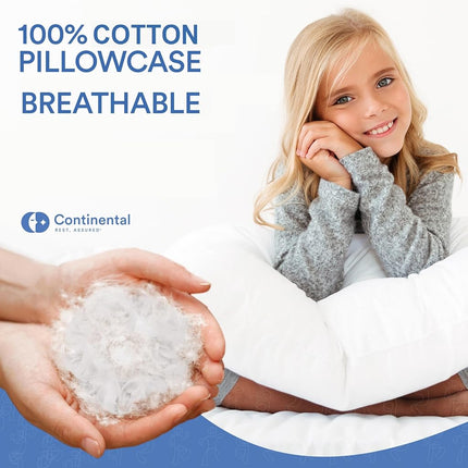 Continental Bedding Pillow Cover Protector, 100% Cotton, Zippered, Fits Child Pillow, 13x18 Inch, White Damask
