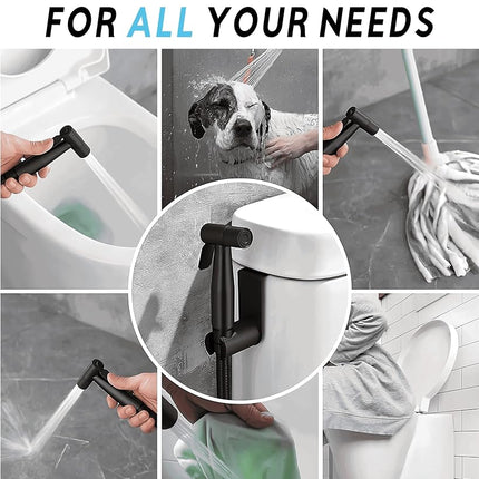 Handheld Bidet Sprayer for Toilet - Adjustable Water Pressure Jet, Bidet Attachment for Toilet, Easy Installation, Quality Stainless Steel, Durable Internals, Leakproof Design (Matte Black)