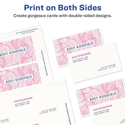 Avery Printable Business Cards, Inkjet Printers, 1,000 Cards, 2 x 3.5, Clean Edge, Heavyweight (8870)