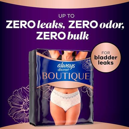 Always Discreet Boutique, Incontinence & Postpartum Underwear For Women, Maximum Protection, Small/Medium, 12 Count