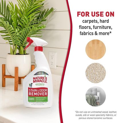 Nature's Miracle Eliminador de manchas y olores para perros, aroma original, 946 ml, limpiador enzimático multisuperficies - Usar en alfombras y muebles, eliminador de orina de mascotas, pulverizador de gatillo