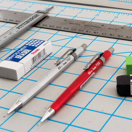 Pentel Sharp Mechanical Pencil, (0.5mm), Metallic Barrels, Assorted Colors (B/C/D), 3-Pk (P205MBP3M1)