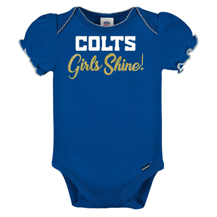 Gerber Baby Girl's NFL 3 Pack Short Sleeve Onesie Bodysuit, Team Color, 18 Months