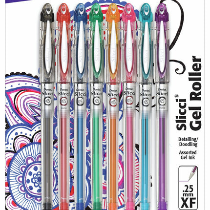 Pentel Slicci Gel Pens .25Mm 8/Pkg