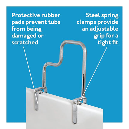Carex Health Brands Carex Tri-Grip Bathtub Rail with Chrome Finish