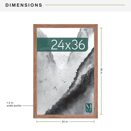 MCS Museum Poster Frame 24x36 Medium Oak Woodgrain, Vertical & Horizontal Wall Hanging Large Picture Frame for Photos, Posters & Art Prints (1-Pack)