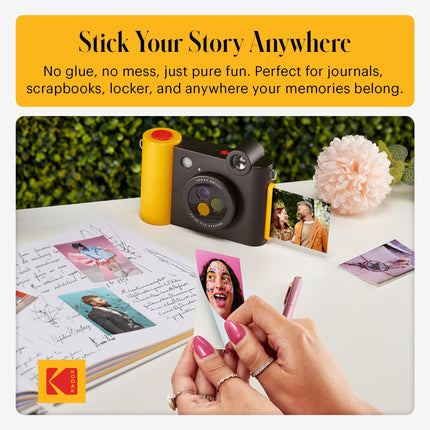 KODAK Smile+ 2-in-1 Digital Instant Camera & Wireless Bluetooth Photo Printer, 10MP, Special-Effect Rotating Lens, Zink 2x3" (5.1x7.5 cm) Sticky-Back Photos, Print via App from Smart Devices, Black